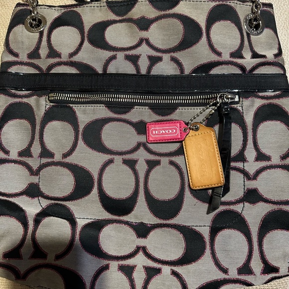 Coach Handbags - Coach Black and Gray Signature Shoulder Bag